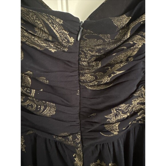 Lauren Ralph Lauren Women's Paisley Foiled Chiffon Sleeveless Gown Dress Navy 12 - Picture 13 of 14